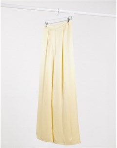 Атласные широкие брюки кремового цвета Asos design