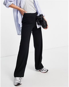 Черные прямые трикотажные брюки Vero moda