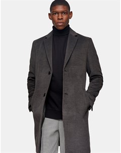 Темно серое пальто классического кроя Topman