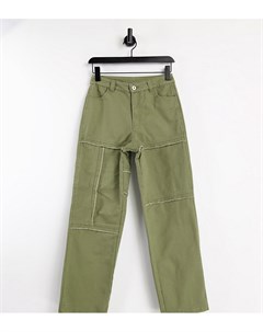 Зеленые прямые брюки с декоративными швами в стиле 90 х от комплекта Unisex Collusion