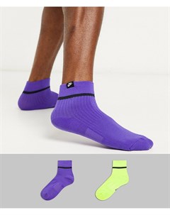 Набор из 2 пар неоновых спортивных носков фиолетовые зеленые Nike