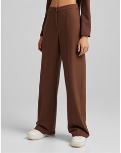Коричневые свободные брюки с широкими штанинами в винтажном мужском стиле Bershka
