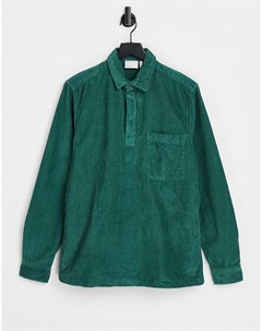 Зеленая вельветовая рубашка без застежки в стиле регби Asos design
