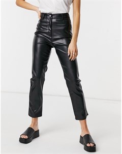 Черные брюки из искусственной кожи Asos design