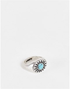 Серебристое кольцо с овальным синим камнем Classics 77