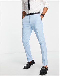 Небесно голубые строгие брюки зауженного кроя Wedding Asos design