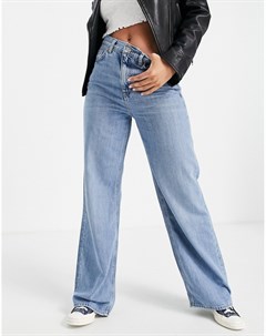 Голубые джинсы с широкими штанинами Topshop