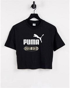 Черная укороченная футболка Queen Puma