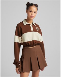Мини юбка шоколадного цвета с плиссировкой Bershka