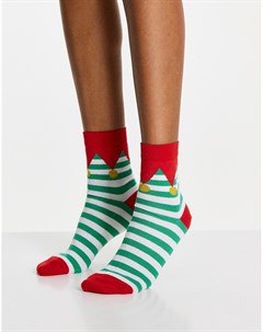 Новогодние носки до щиколотки в стиле эльфа Asos design