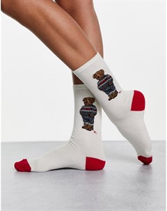 Белые носки с логотипом в виде медведя Polo ralph lauren