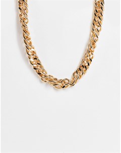Золотистое ожерелье цепочка с крупными звеньями French connection