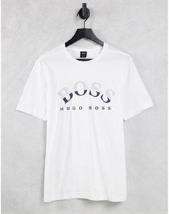 Белая футболка с 1 крупным логотипом Boss athleisure