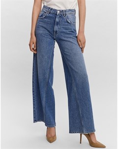 Широкие джинсы выбеленного синего цвета с прострочкой AWARE Vero moda