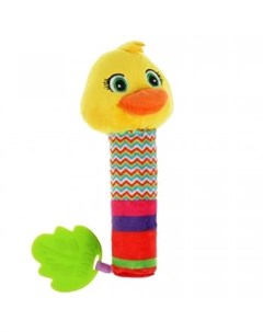 Текстильная игрушка погремушка пищалка Утка с прорезывателем Умка