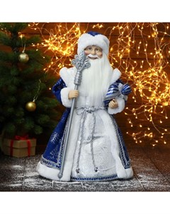 Дед Мороз В синей шубе с посохом и подарками 24х50 см Зимнее волшебство