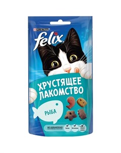 Хрустящее Лакомство Корм сухой неполнорационный для взрослых кошек со вкусом рыбы Пауч 60 гр Felix