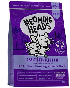 Сухой корм Meowing Heads Восторженный котенок с курицей и рисом для котят 450 г Barking heads
