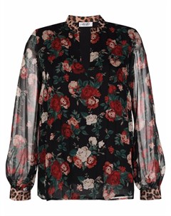 Блузка с цветочным принтом и прозрачными рукавами Liu jo