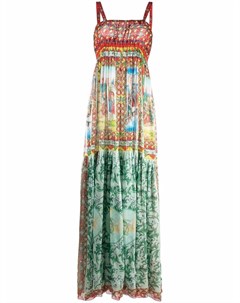 Длинное шифоновое платье с принтом Carretto Dolce&gabbana