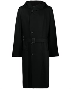 Однобортное пальто с капюшоном Yohji yamamoto