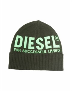 Шапка бини вязки интарсия с логотипом Diesel kids
