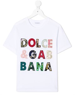 Футболка с нашивкой логотипом Dolce & gabbana kids