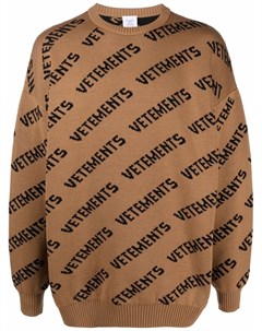 Шерстяной джемпер вязки интарсия с логотипом Vetements