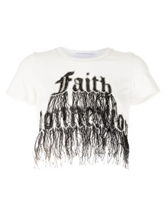 Укороченная футболка с бахромой и вышитым логотипом Faith connexion