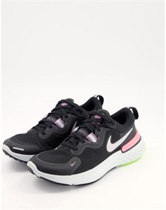 Черно розовые кроссовки React Miler Nike running