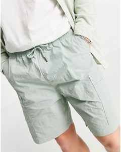 Нейлоновые шорты карго цвета хаки от комплекта New look