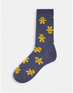 Новогодние носки с имбирными человечками Asos design
