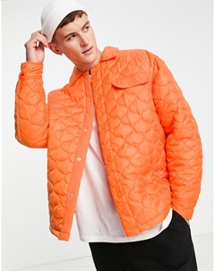 Оранжевая фактурная стеганая куртка с подкладкой Topman