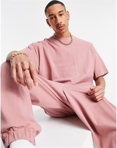 Розовая oversized футболка из ткани пике от комплекта Asos design