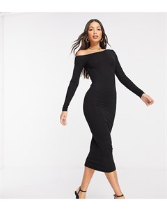 Черное платье миди с открытым плечом ASOS DESIGN Tall Asos tall