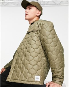 Фактурная стеганая куртка цвета хаки с подкладкой из переработанных материалов Topman