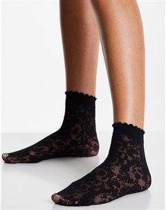 Черные кружевные носки до щиколотки с цветочным узором Pretty polly