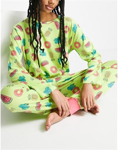 Зеленый пижамный комплект с тропическим принтом Chelsea peers