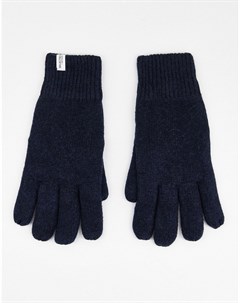 Темно синие перчатки из смесовой шерсти Selected homme