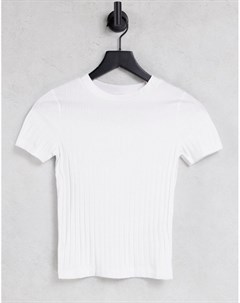 Зауженная белая футболка в рубчик Asos design