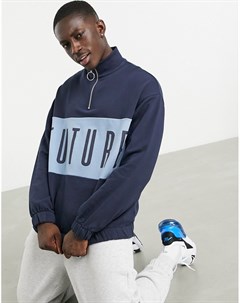 Oversized свитшот в стиле колор блок с короткой молнией ASOS Dark Future Asos design