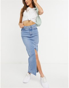 Выбеленная джинсовая юбка макси в стиле 90 х из смесового органического хлопка Asos design