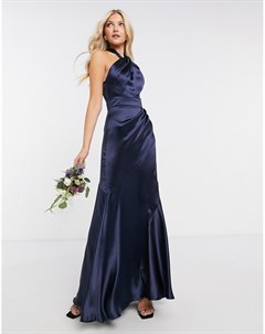 Атласное платье макси с халтером для подружки невесты Asos design