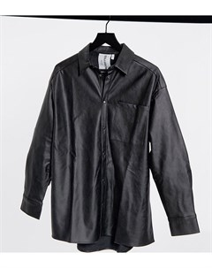Черная oversized рубашка из искусственной кожи Unisex Collusion