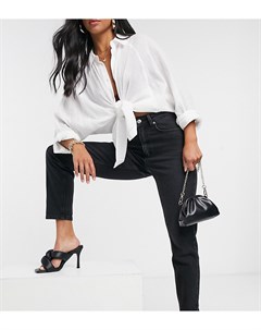Черные выбеленные узкие джинсы в винтажном стиле с завышенной талией и моделирующими швами ASOS DESI Asos petite