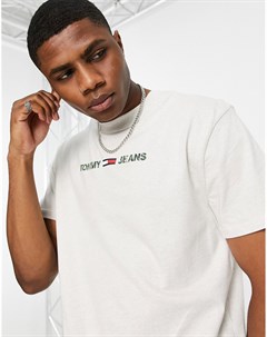 Белая меланжевая футболка с логотипом с линейным камуфляжным принтом Tommy jeans