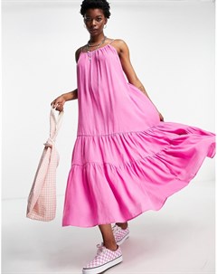 Воздушное премиум платье макси из смесовых переработанных материалов розового цвета Topshop