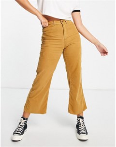 Вельветовые расклешенные джинсы горчичного цвета Topshop