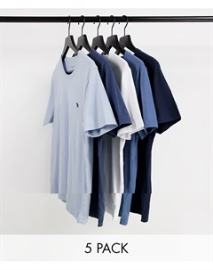 Набор из 5 футболок синего и белого цвета с логотипом Abercrombie & fitch