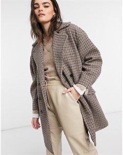 Шерстяное пальто в клетку в стиле oversized Femme Selected